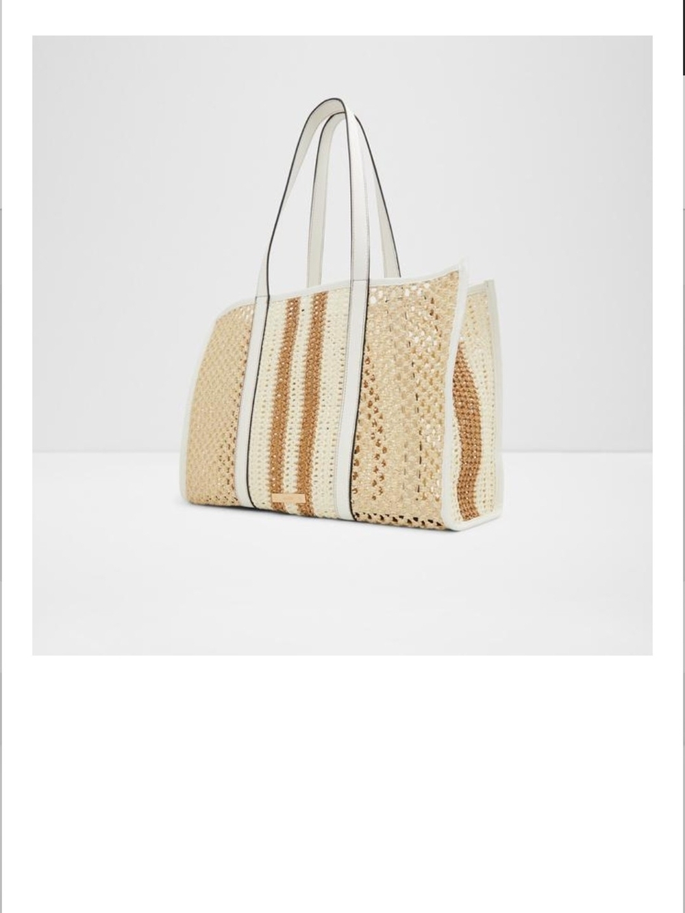 Woven Straw Tote Bag with Cream Trim